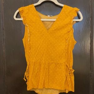 Madewell yellow top with ties on side